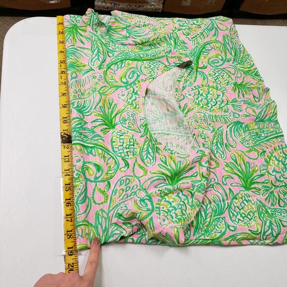 Lilly Pulitzer Womens Etta Scoop Neck Top Size S Green Pineapple Tropical Beach - Picture 6 of 9